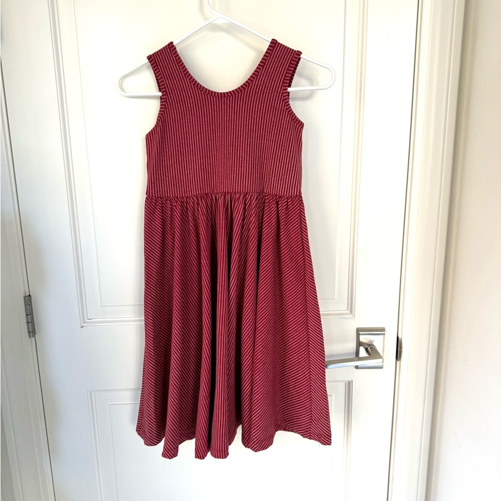 Girls' Formal Striped Skater Dress in Burgundy